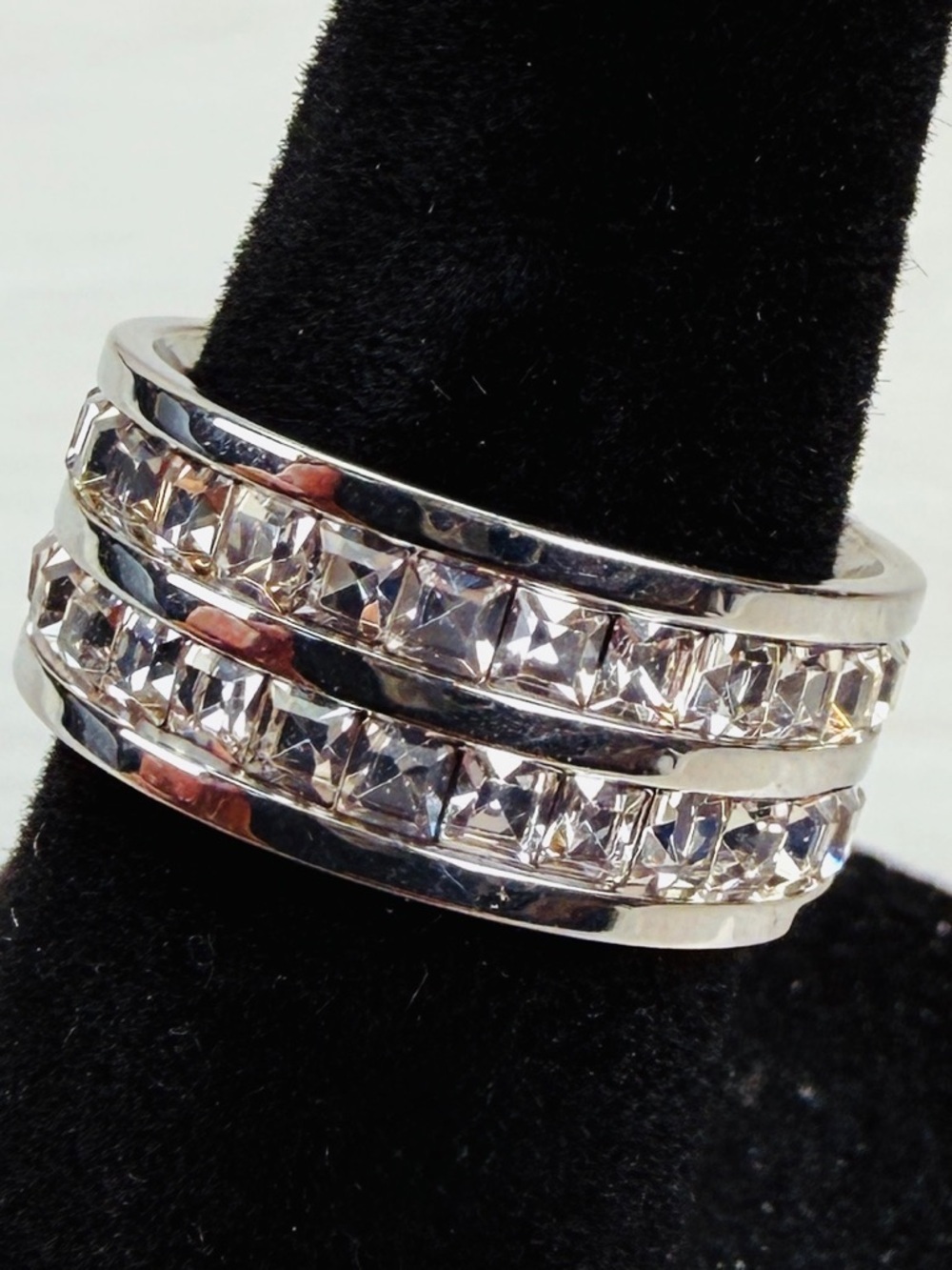 Titanium Ring with Crystal Accents size 4 wedding band